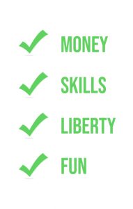 Perks of Freelancing by GoDesign.pk Money, Skills, Liberty Fun Ticks